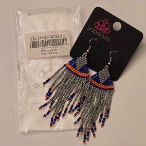 Paparazzi Gray Blue and Orange Dangle Earrings